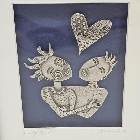 Leandra Drumm Loving Couple Wall Hanging Framed Pewter Art - Picture 4 of 9